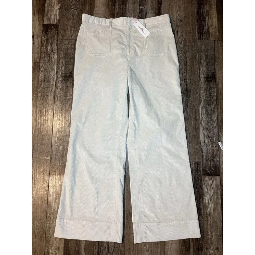 Vineyard Vines NWT High Waist Wide Leg Corduroy Pants in Stone Size 33